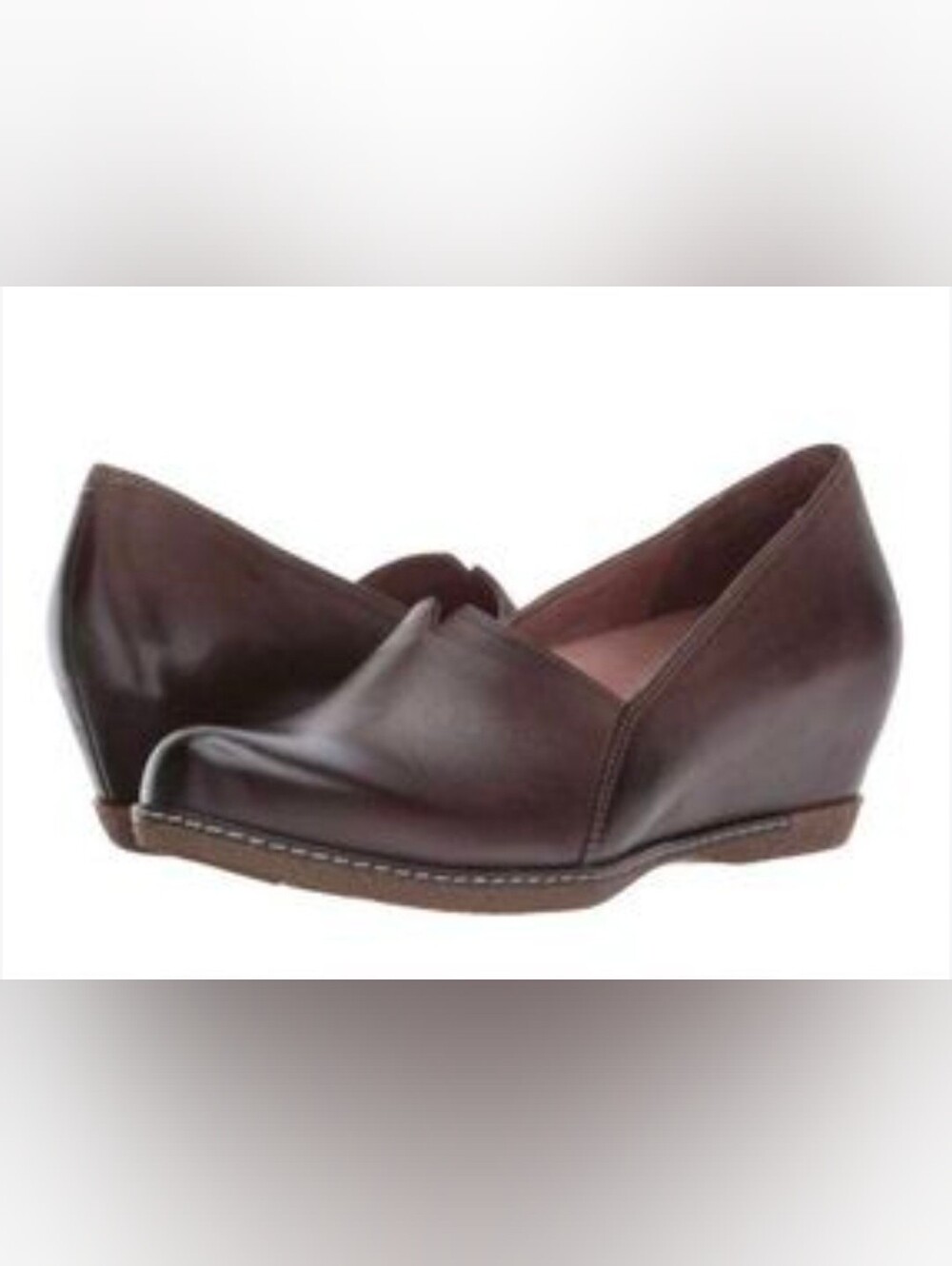 Dansko Liliana Dark Brown Leather Wedge Slip-On Size 36